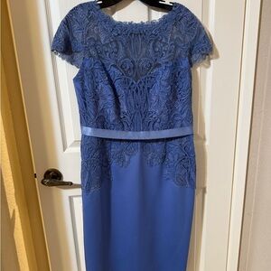 Tadashi Shoji Blue Lace Midi Dress